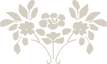 Decorative floral pattern with symmetrical flowers and leaves.
