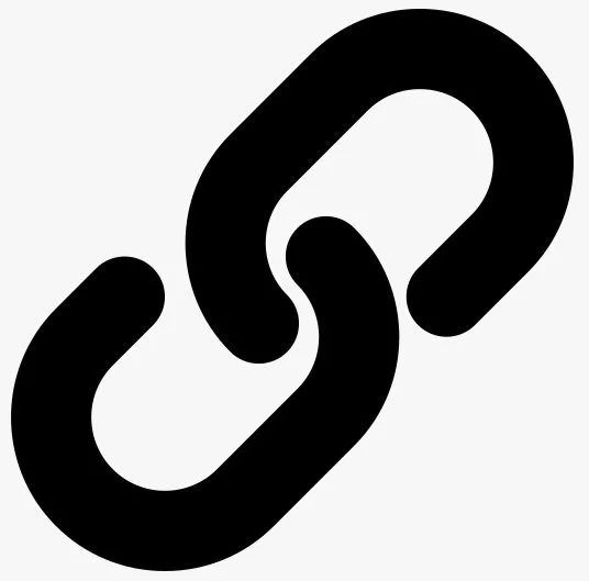 Black icon of a chain link on a white background