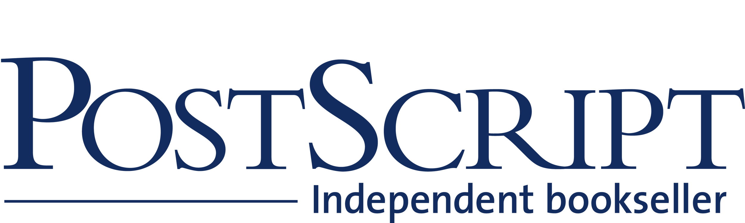 PostScript, independent bookseller logo with blue text.
