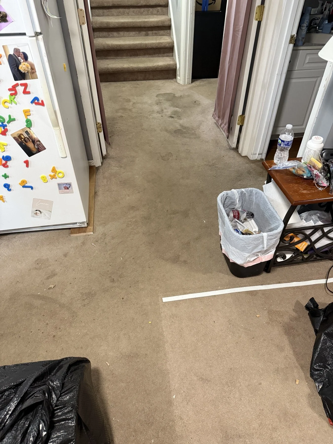 Before photo of an outdated hallway floor prior to a new durable installation by All Phase Flooring LLC in Pleasant View, TN.