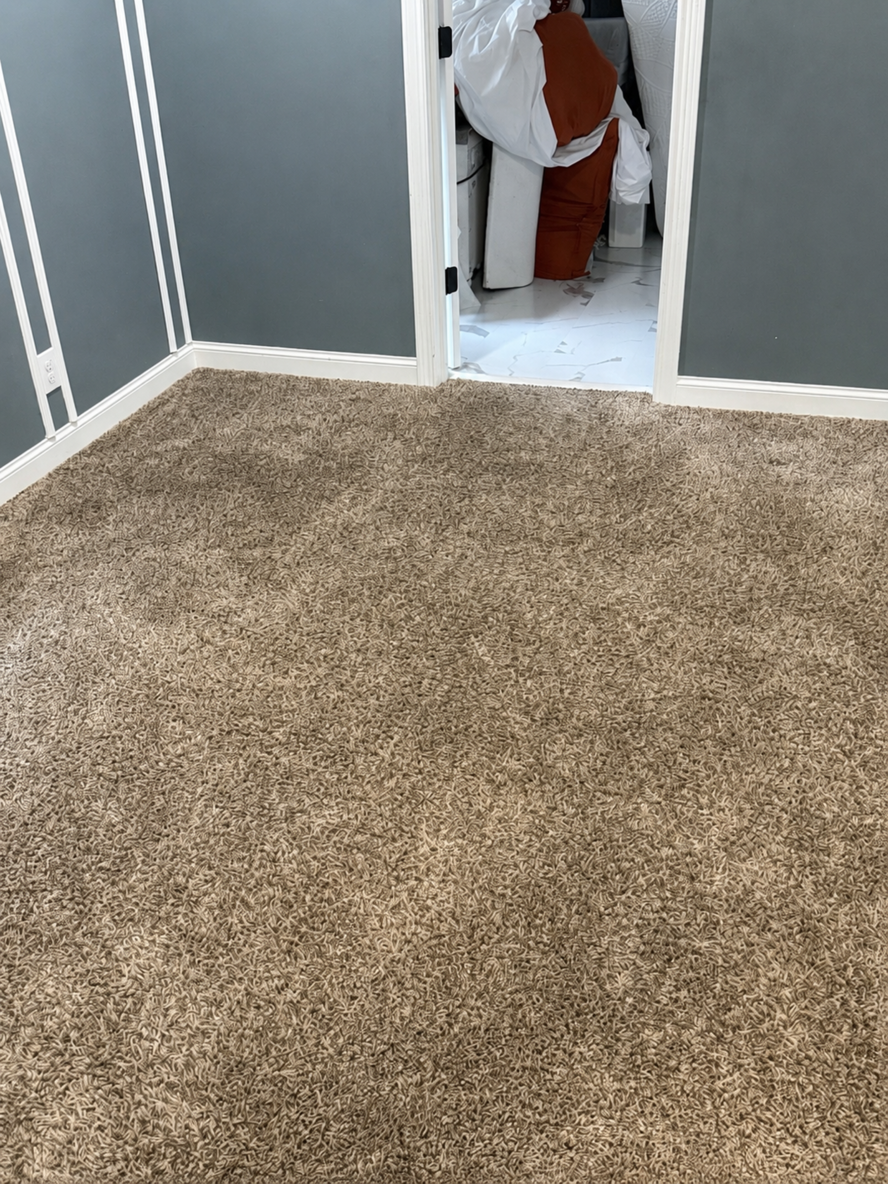Old carpet before removal and replacement during a military PCS move-out project by All Phase Flooring LLC in Clarksville, Tennessee.