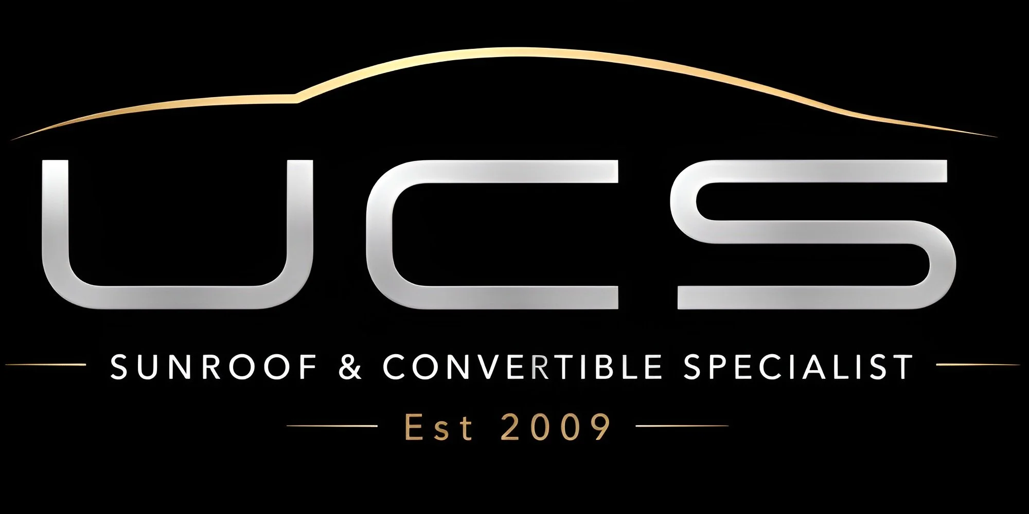 Logo for UES Sunroof & Convertible Specialists, established 2009, with a stylized sunroof graphic above the company name.