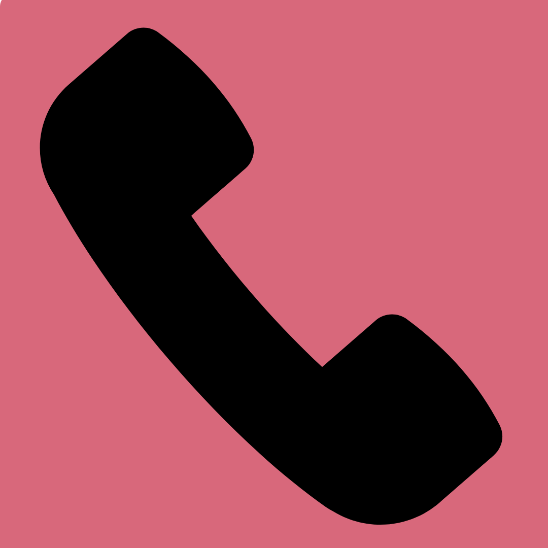 Black telephone handset silhouette on pink background