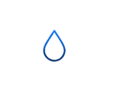 A blue water droplet icon with a white outline on a black background.