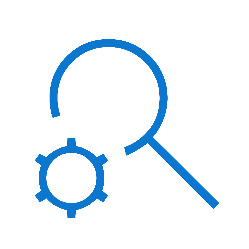 Magnifying glass and gear icons, symbolizing search or analysis and settings or tools.