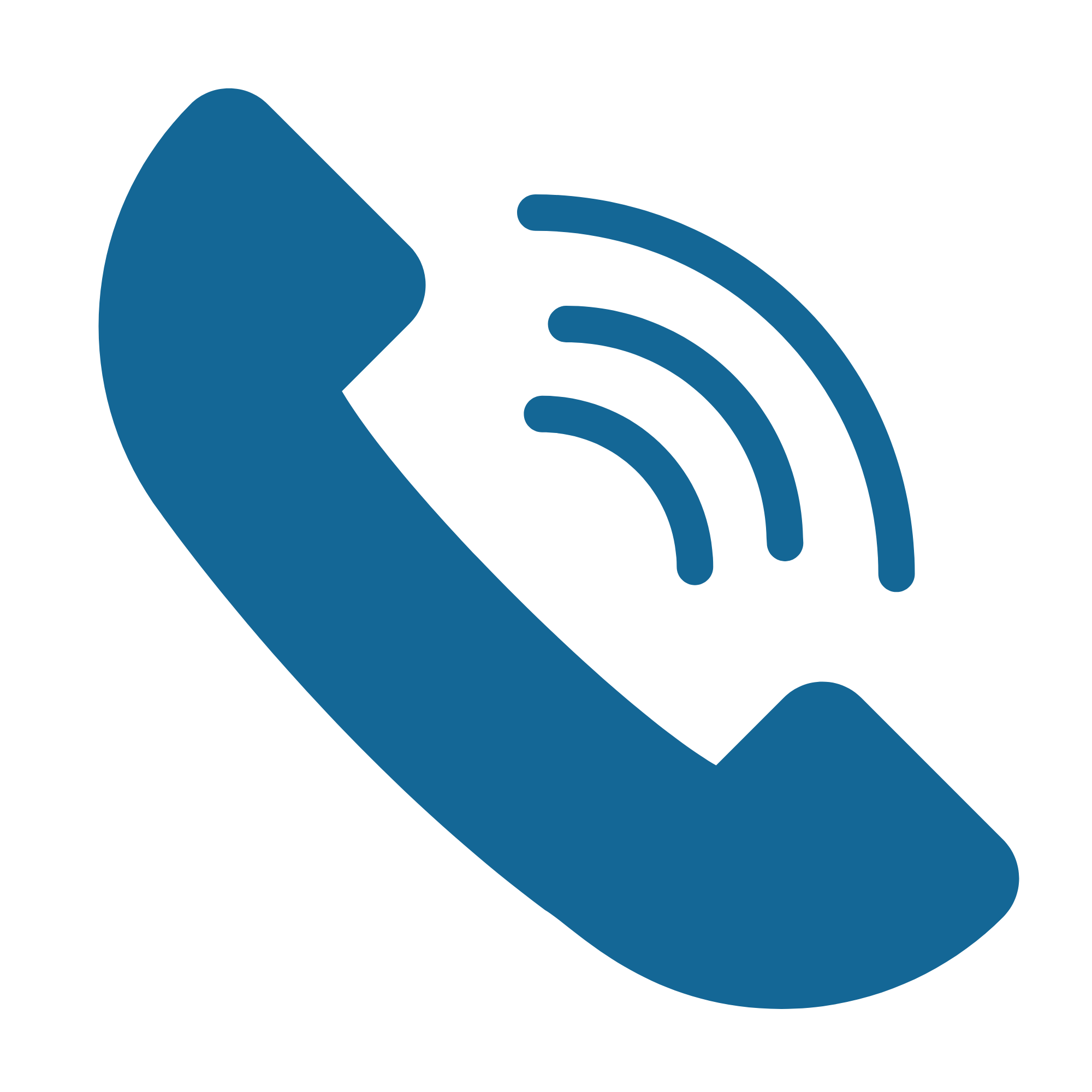 Stylized Wi-Fi symbol with curved lines emanating from a rounded dot, in blue color.