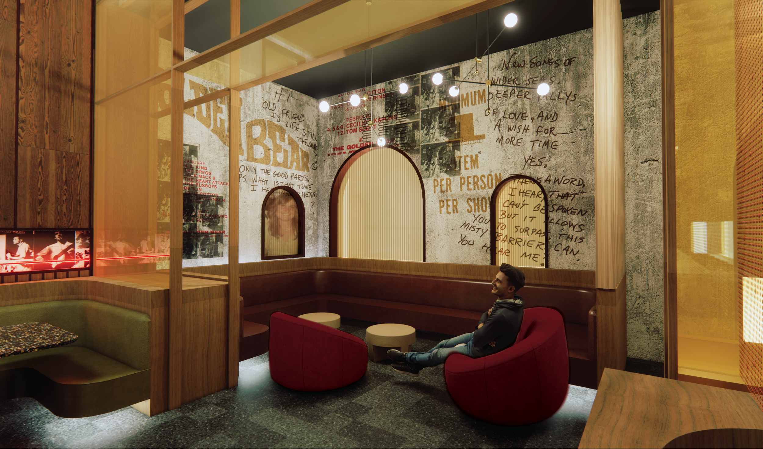 Digital rendering of the interior of the Golden Bear