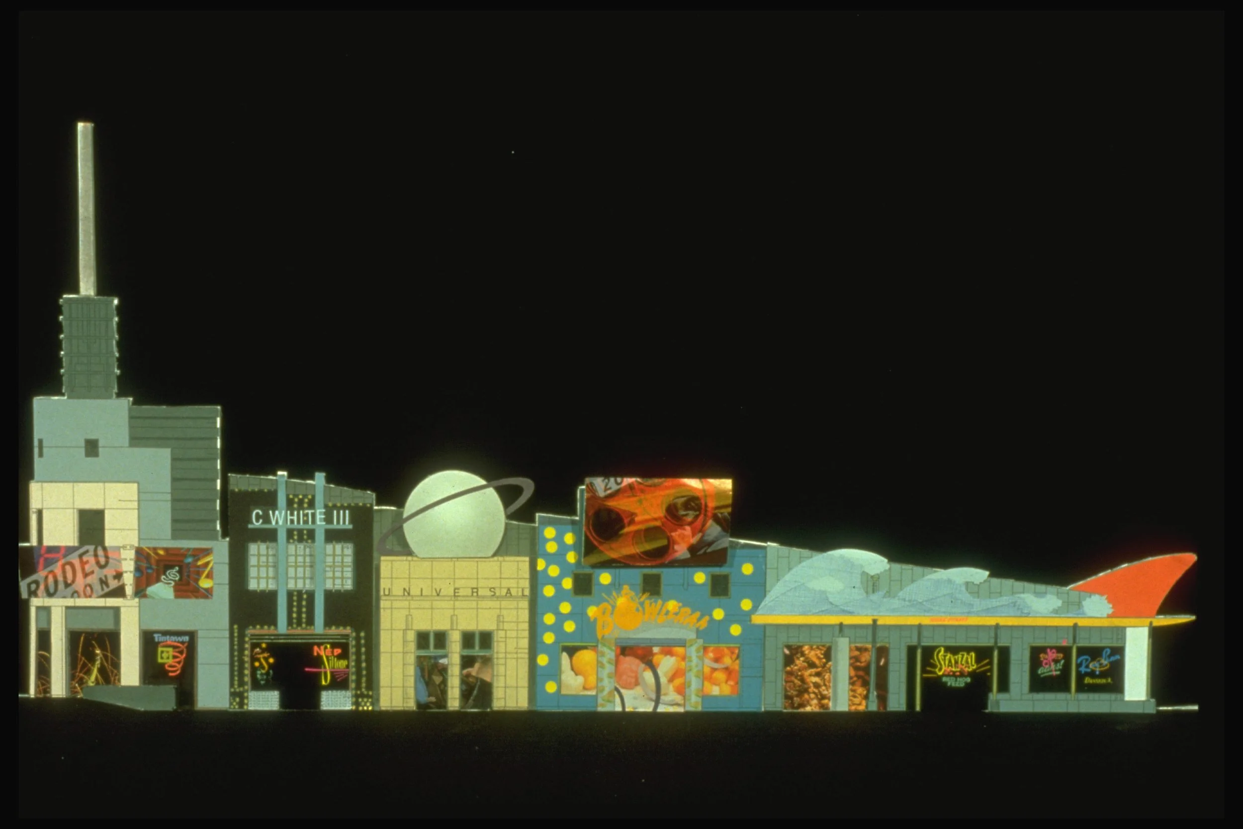 Nighttime cityscape Illustrations for the Universal CityWalk