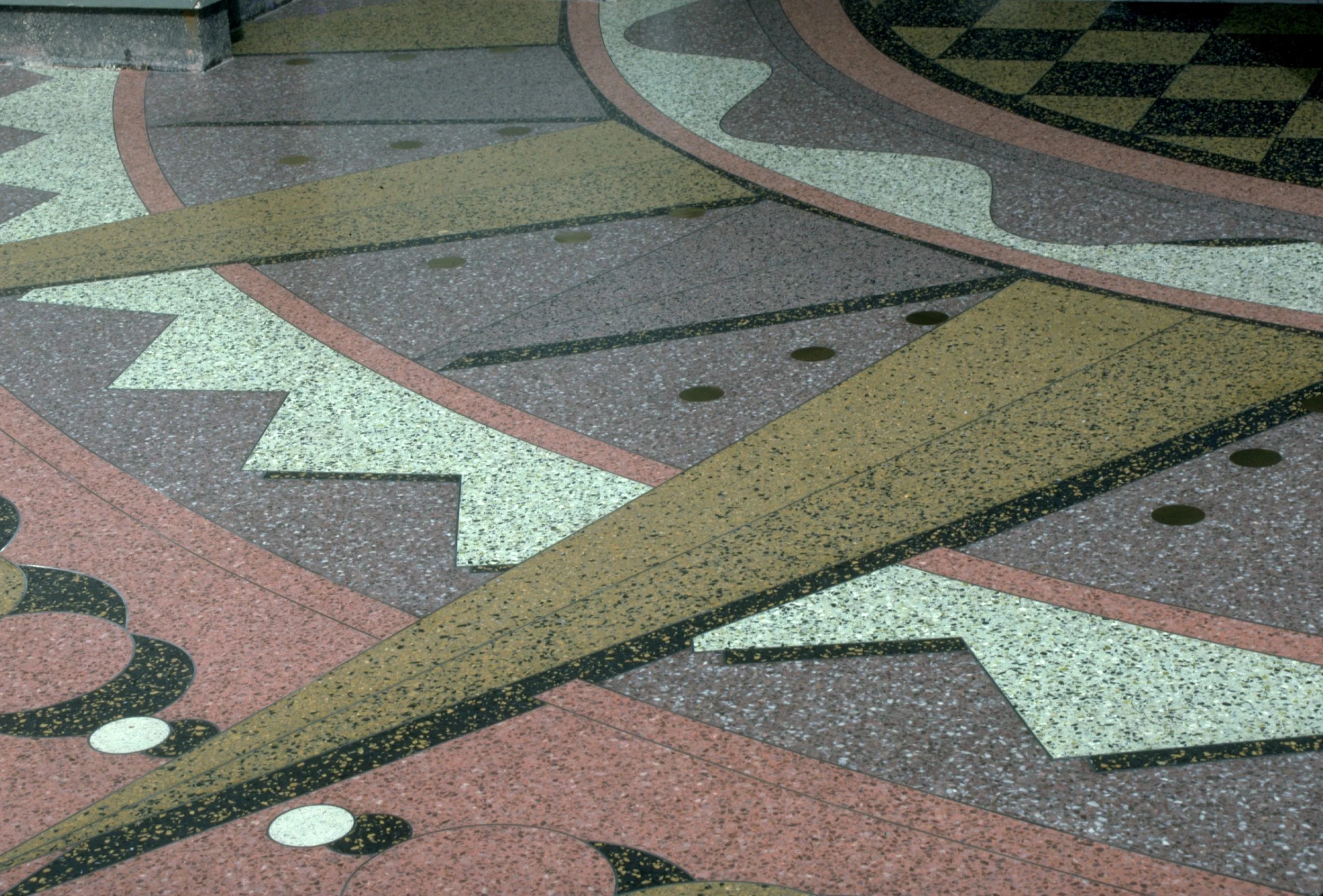 Decorative mosaic tile floor close up shot