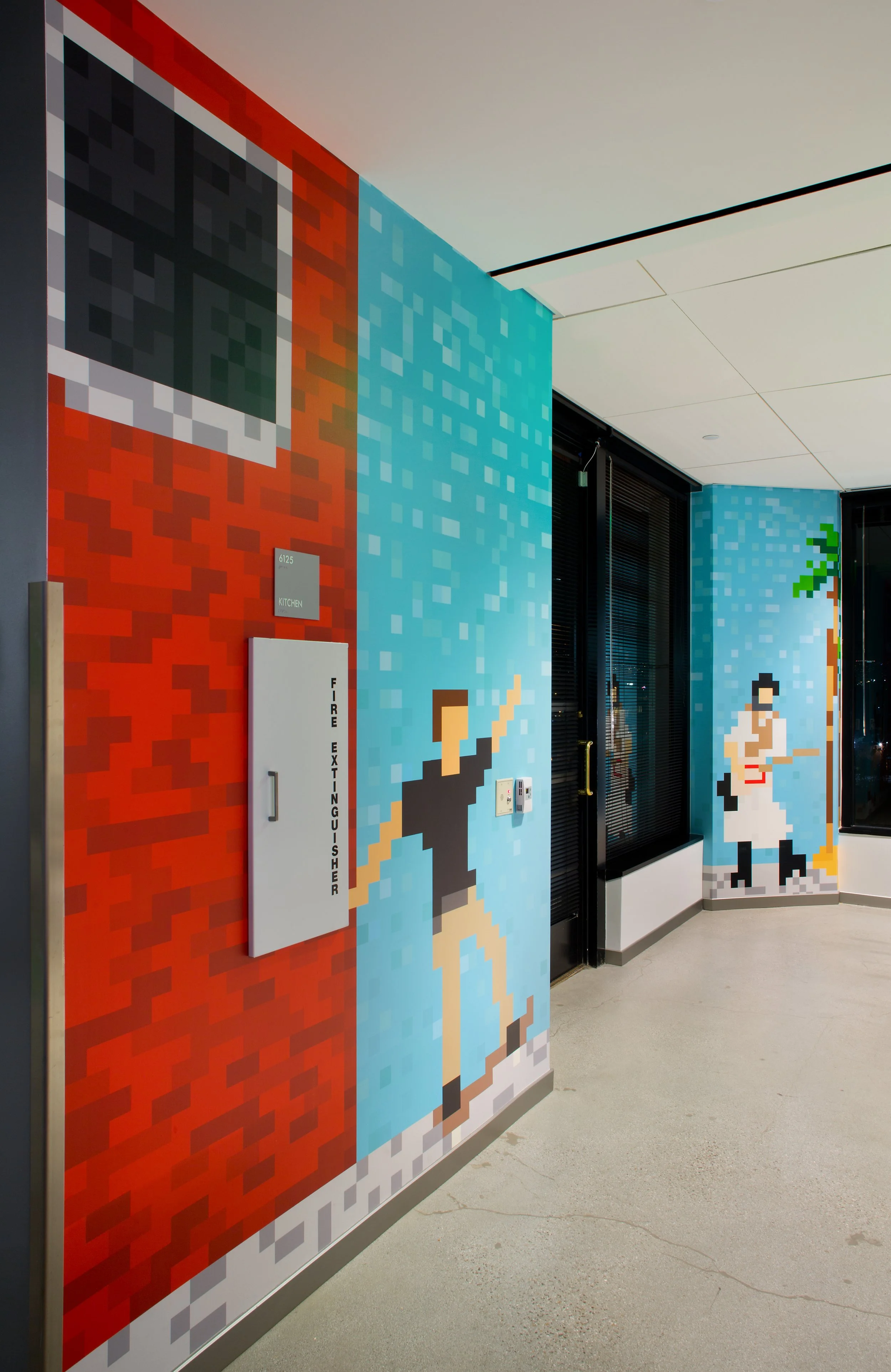 Colorful mural with pixel art style 