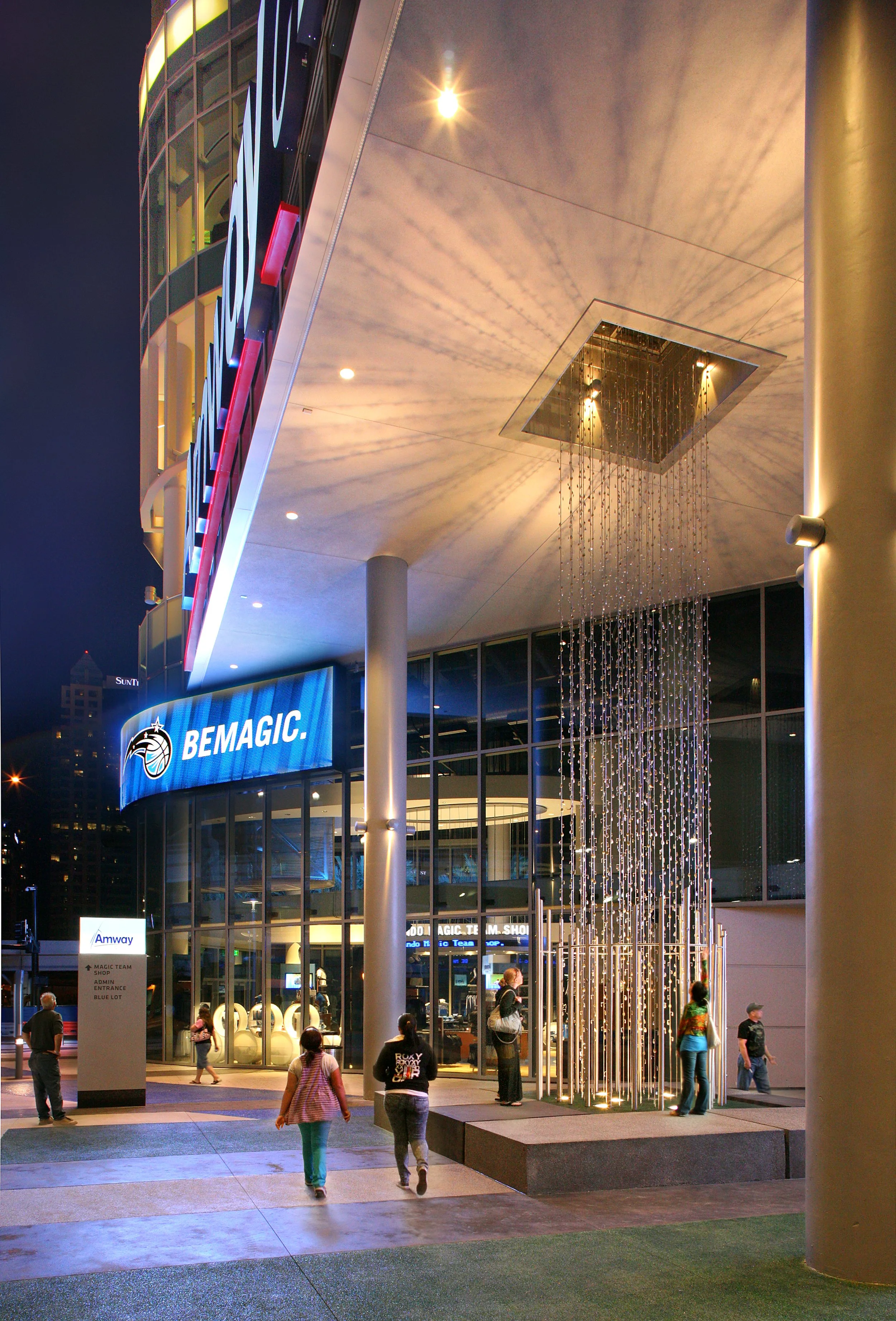 Nightime View of Amway Center Exterior