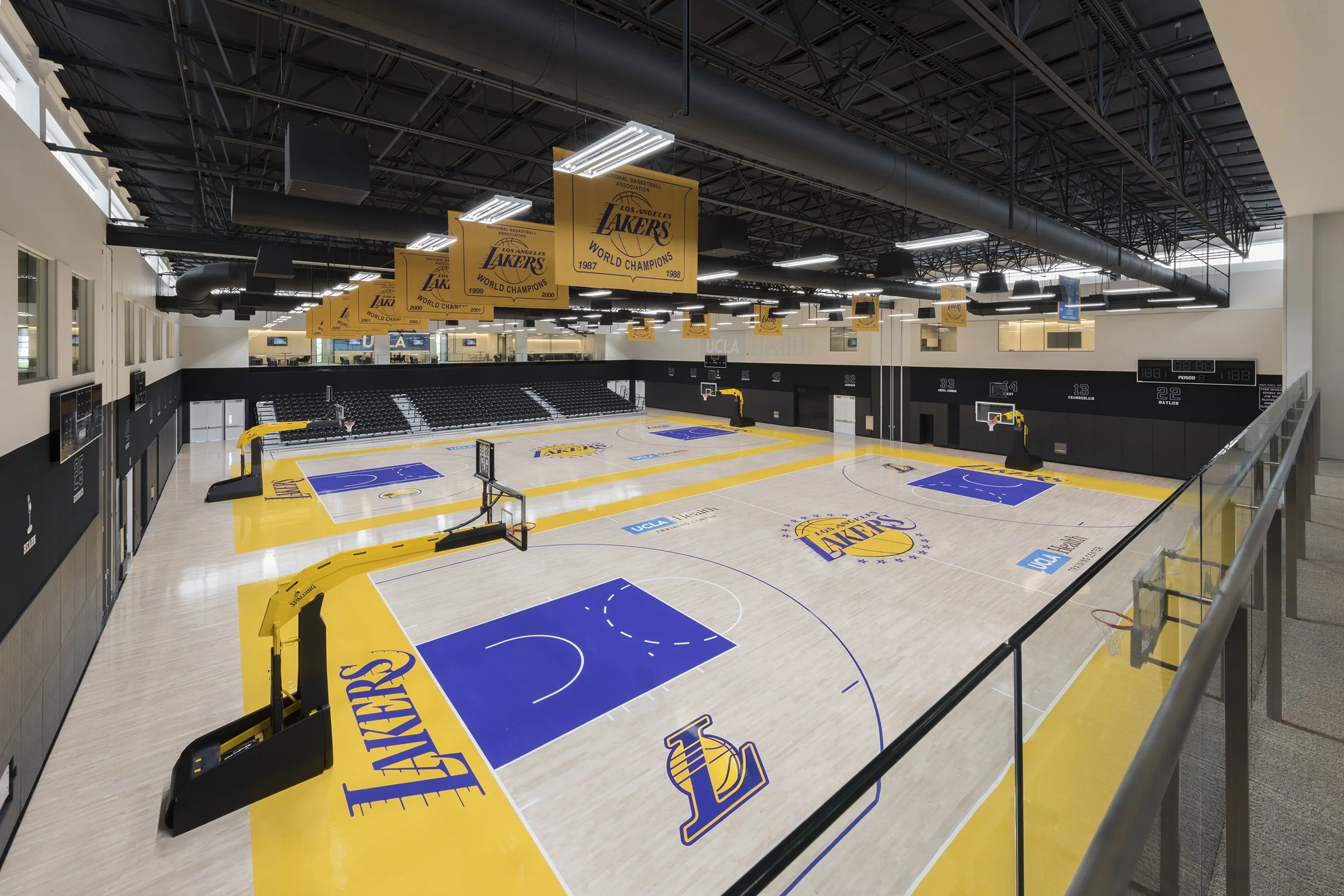 Indoor basketball court at The UCLA Health Training Center in El Segundo