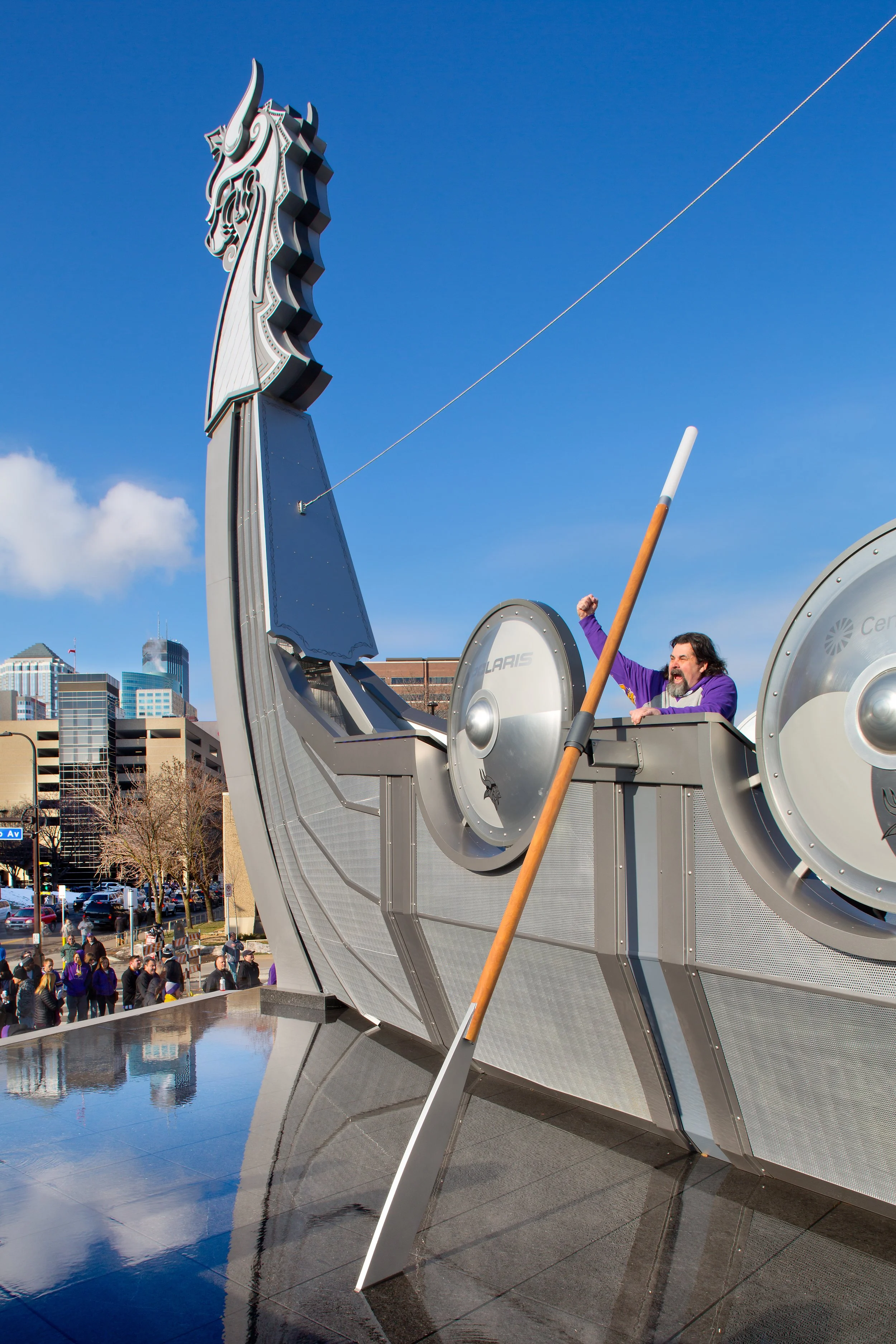 Close up shots of community engagement with the Viking Legacy Ship. 