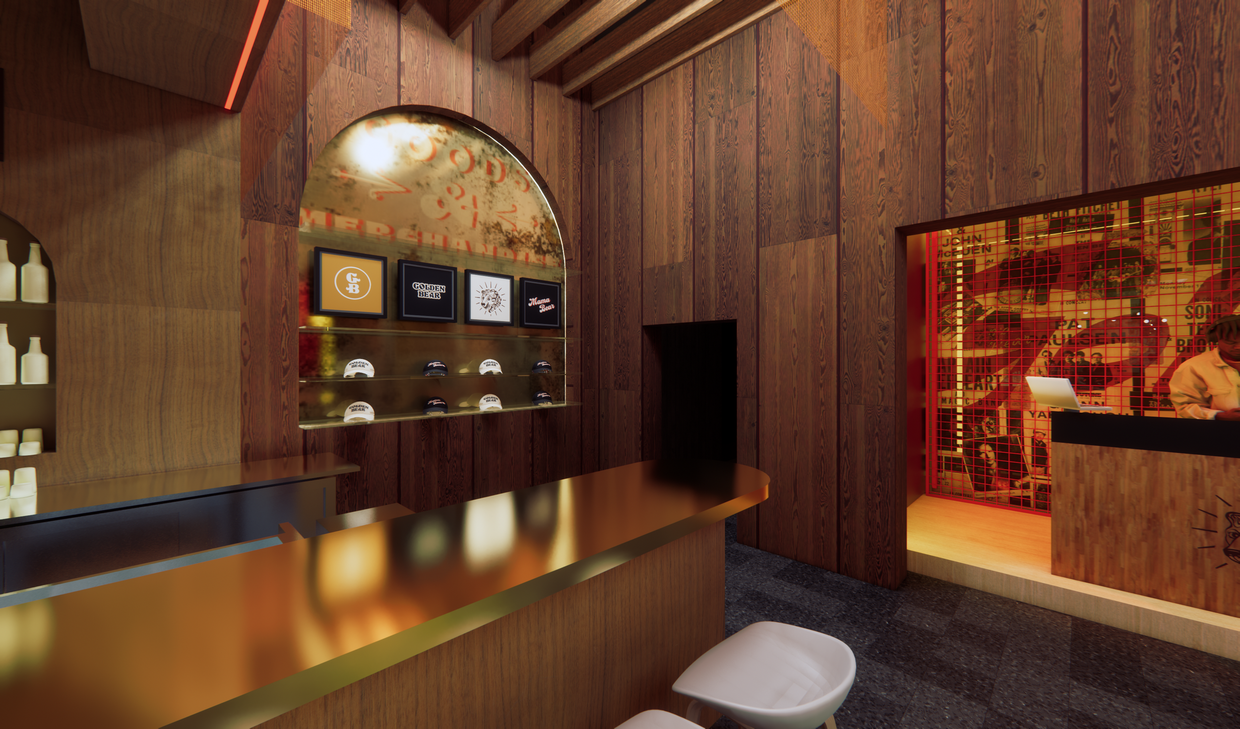 Digital rendering of the interior of the Golden Bear