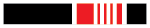 A barcode with red, white, and black vertical lines.