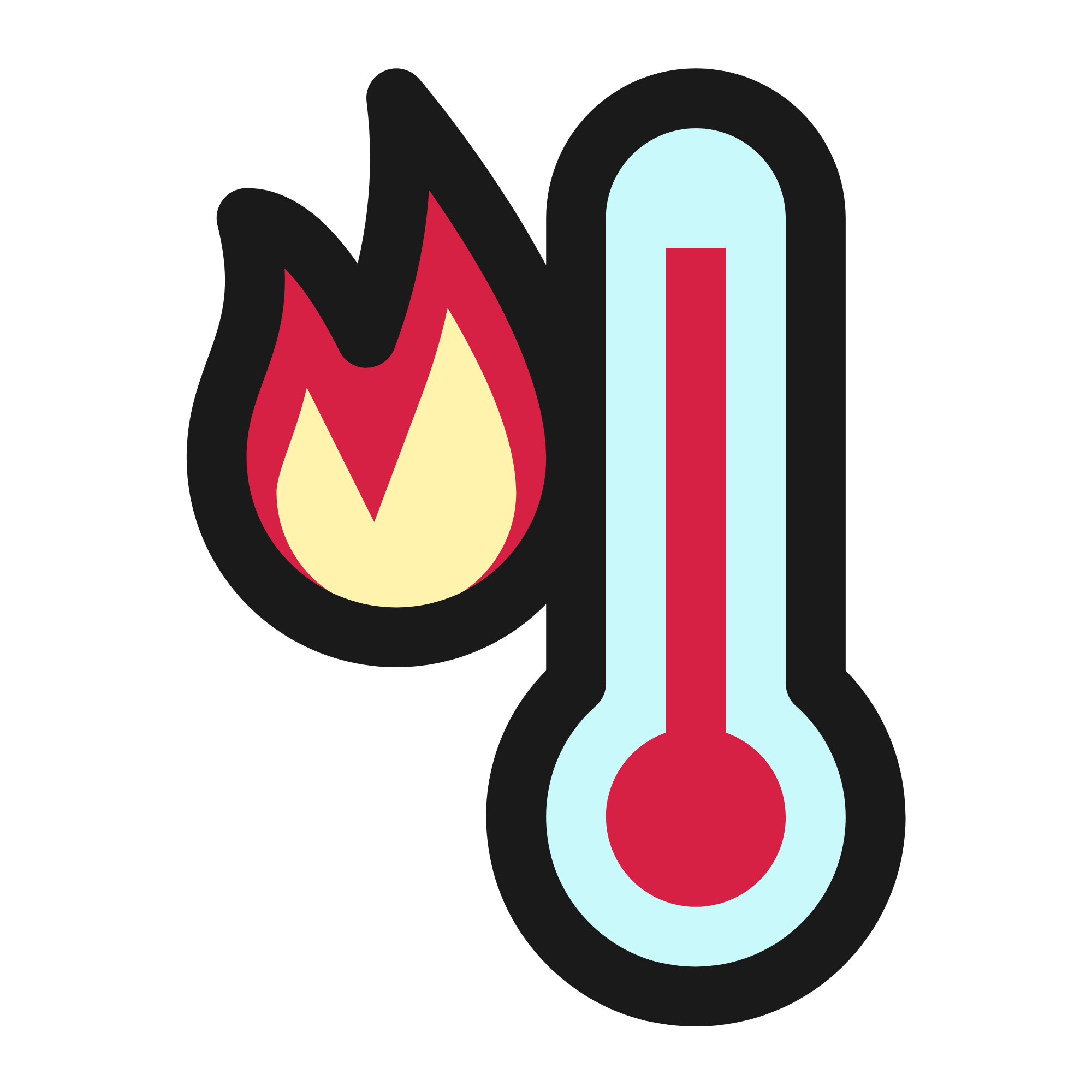 Grafik mit Feuer, Test-Röhren und einer Pfeilmarkierung.