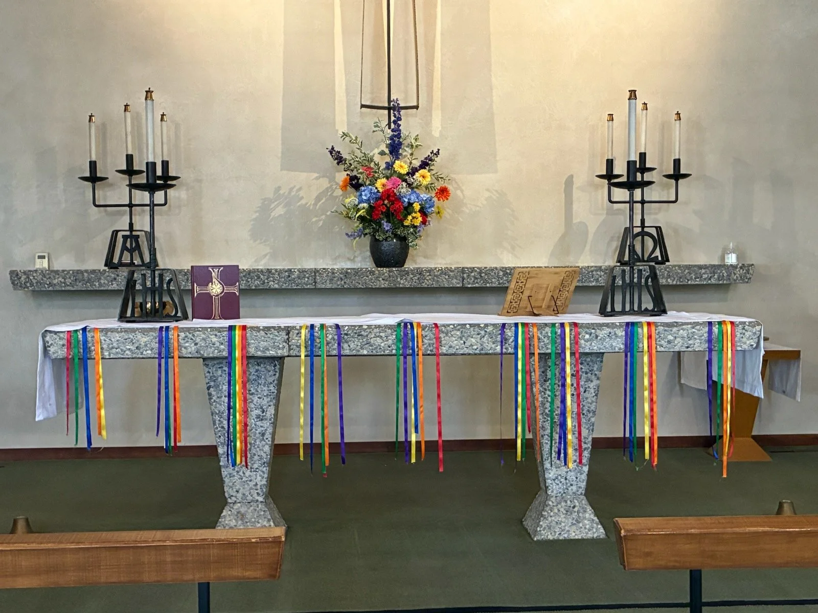 Thank you to our Altar Guild for the lovely altar setup for our Pride Sunday Service!