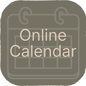 Icon of a calendar with the words 'Online Calendar' overlaid