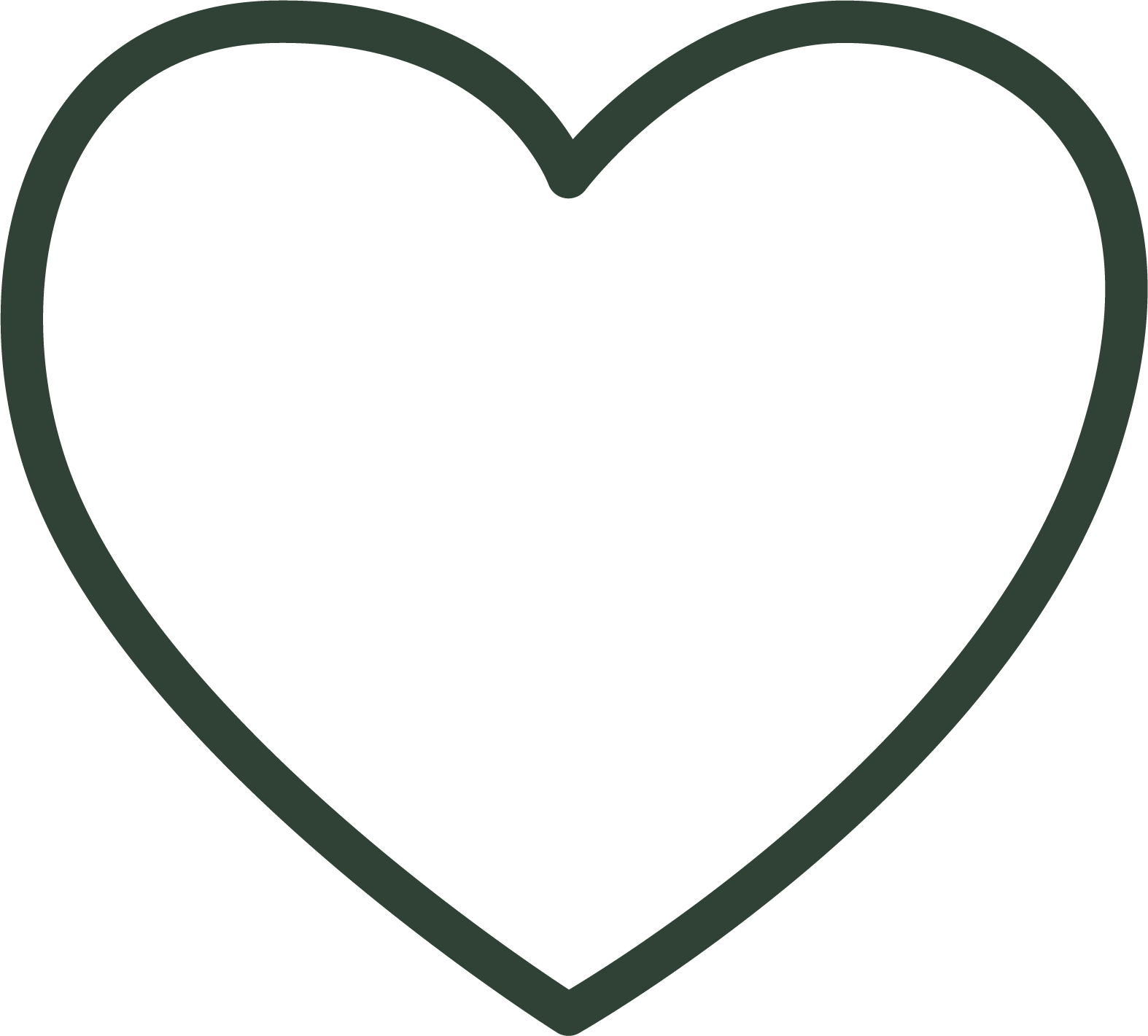 The image shows an outline of a heart symbol with a thick border against a black background.