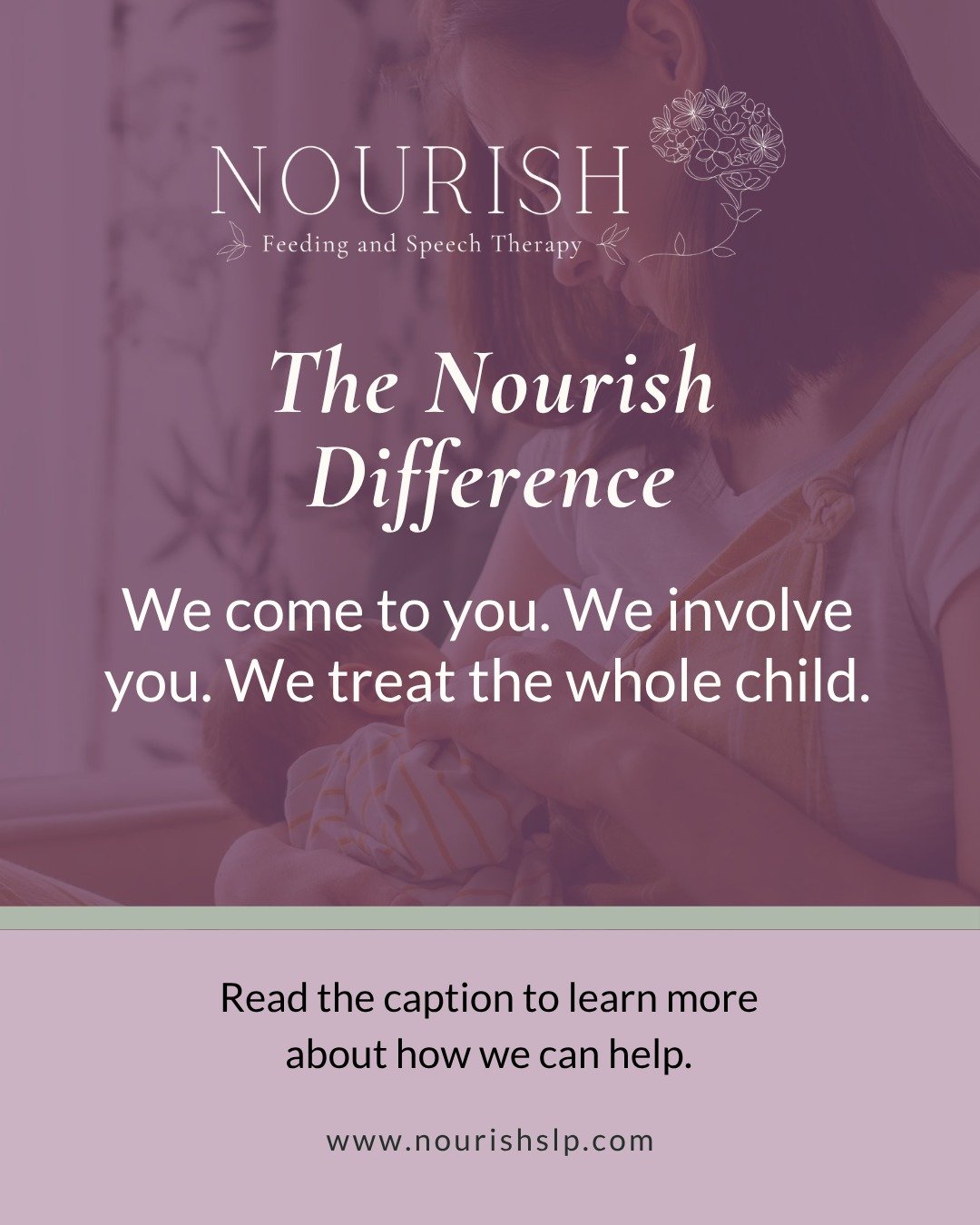 A lot of therapy practices ask parents to sit in a waiting room. We do the opposite.
At Nourish, you are part of every session. We model strategies in real time, explain what we're doing and why, and make sure you feel confident using those same stra
