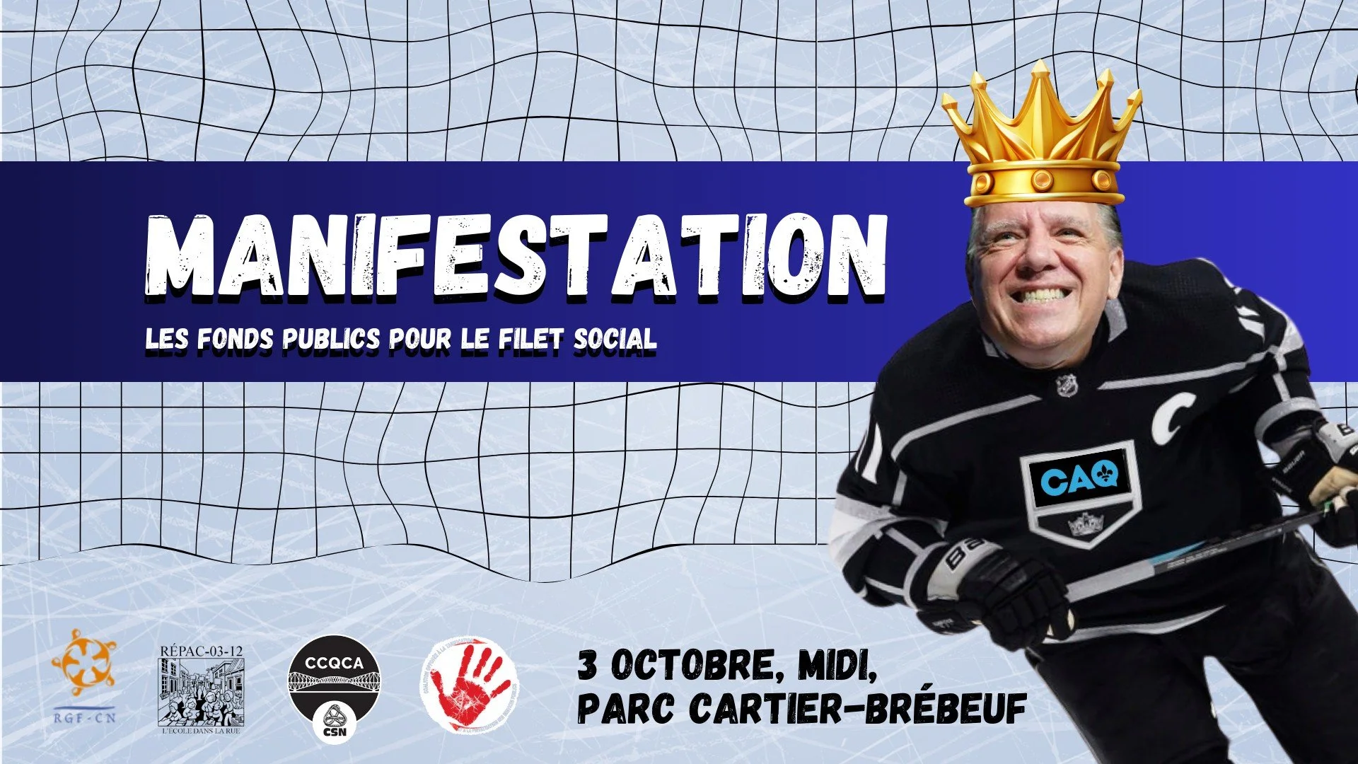 Match des Kings aux frais de la population&nbsp;: manifestation pour le filet social au pied du Centre Vidéotron