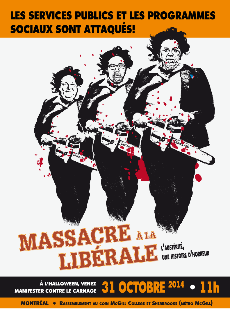 L'austérité, une histoire d'horreur ! Des centaines de personnes de la région se joindront à la manifestation du 31 octobre à Montréal