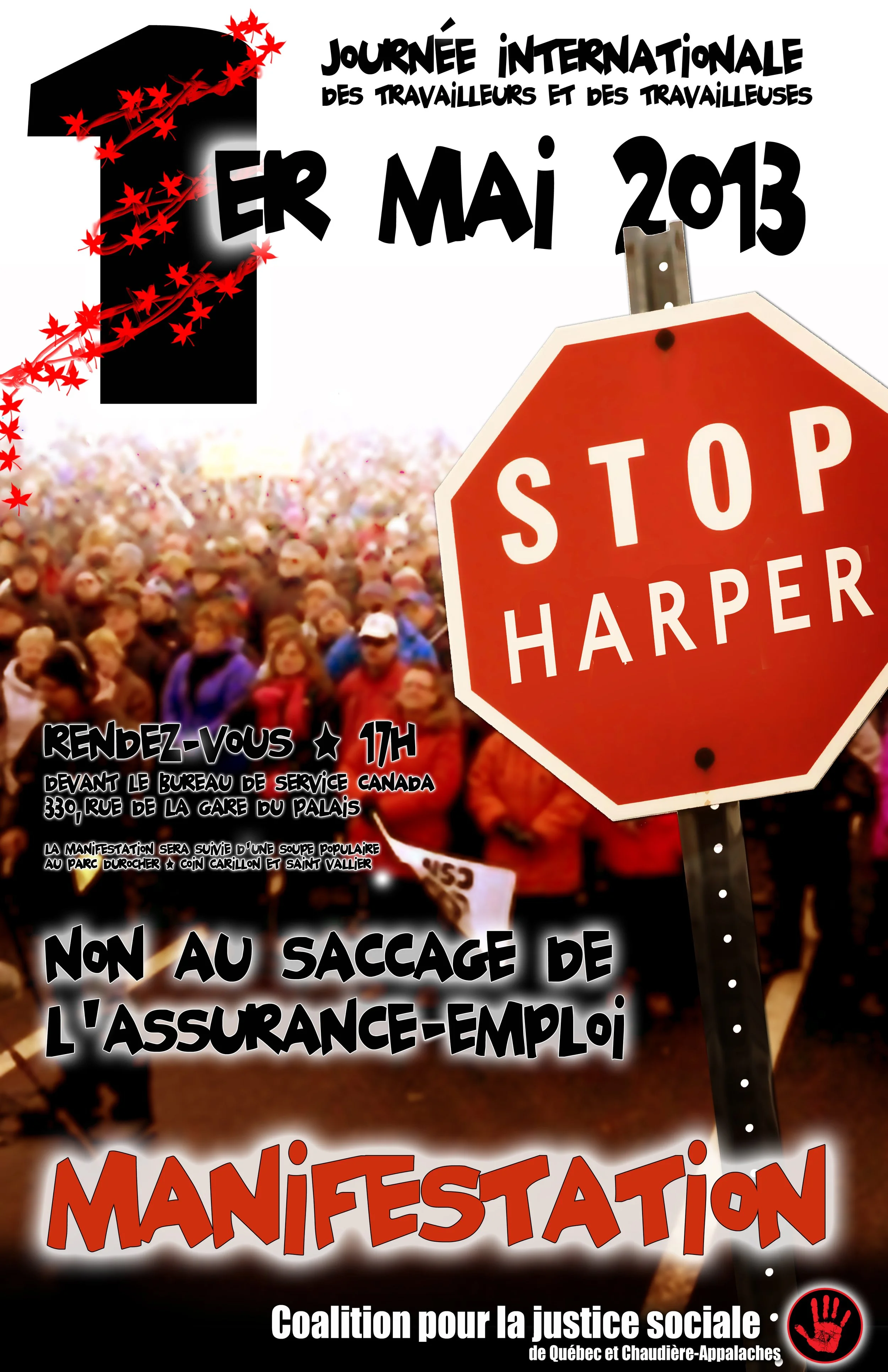 Non au saccage de l’assurance-emploi!&nbsp;Manifestation familiale du 1er mai