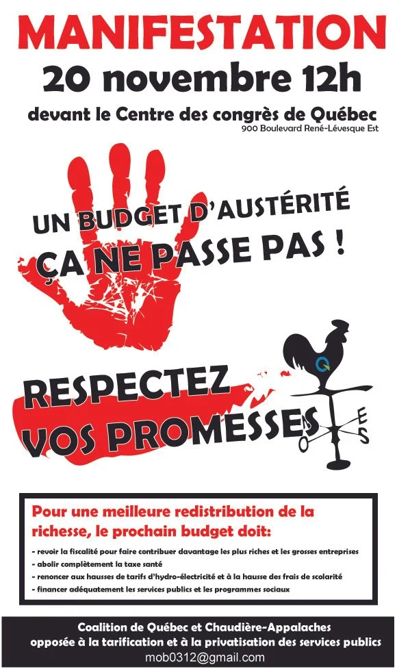 Un budget d’austérité ça ne passe pas !&nbsp;Respectez vos promesses !