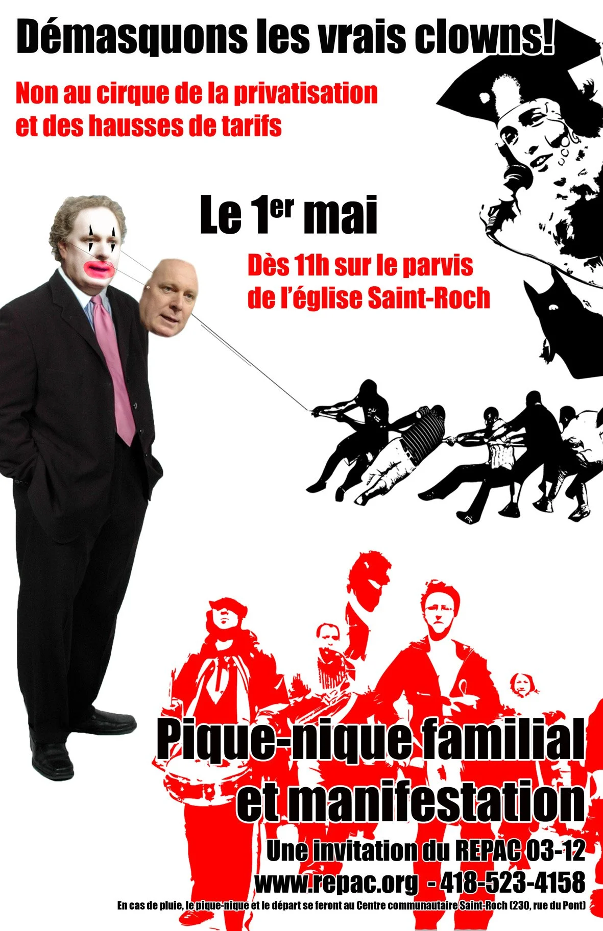 Ce 1er mai…démasquons les vrais clowns !&nbsp;Non au cirque de la privatisation et des hausses de tarifs