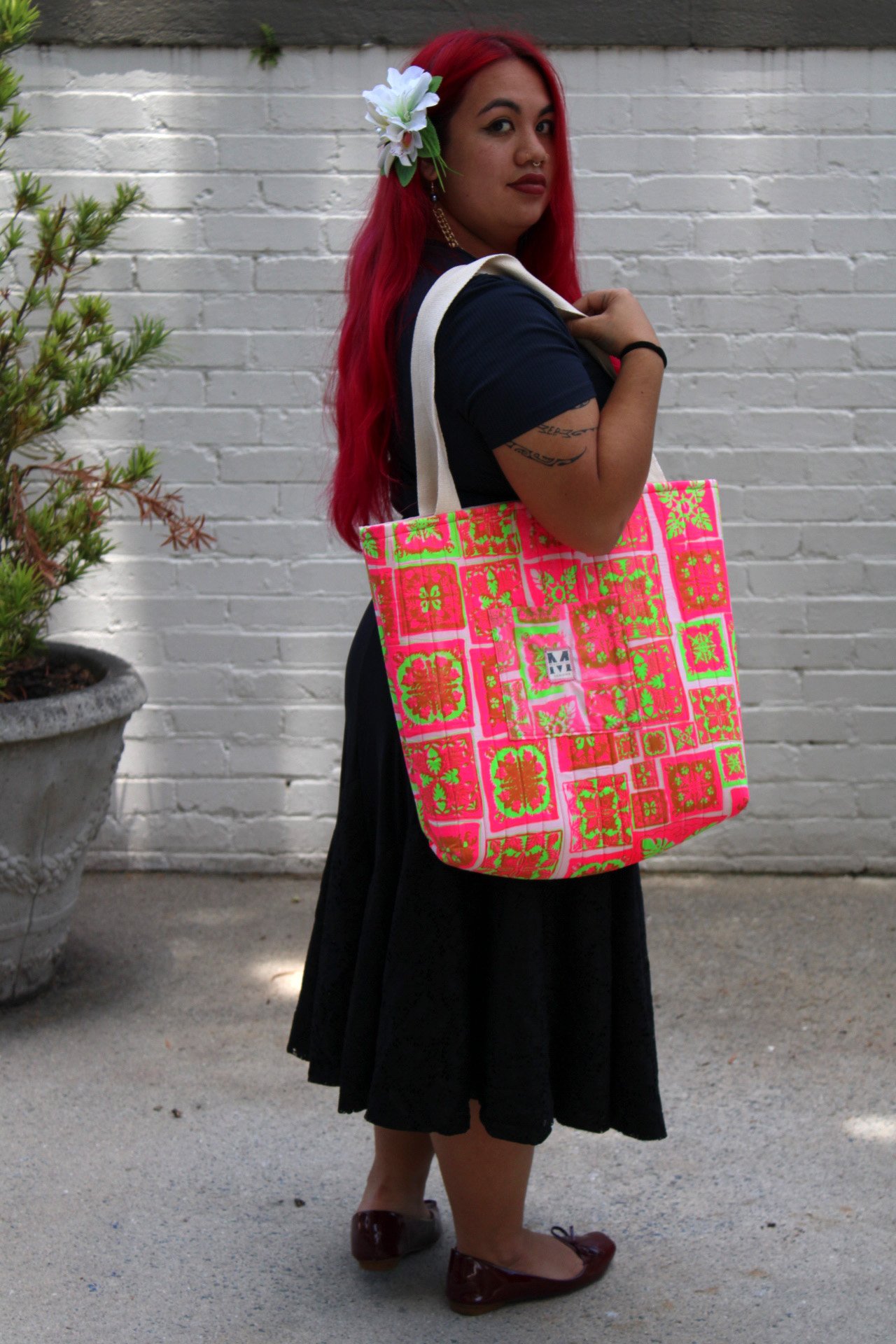 Hawaiian Quilt Quilted Tote Bag