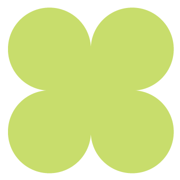 Abstract icon of four green circles arranged to form a symmetrical pattern, a playful design element of the Stanbridge brand.