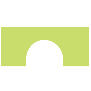 Abstract icon of a green geometric bridge, a playful design element of the Stanbridge brand.