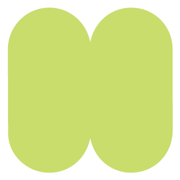 Abstract icon with two green rounded shapes, a playful design element of the Stanbridge brand.
