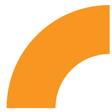 Abstract icon of an orange quarter-circle segment, a playful design element of the Stanbridge brand.