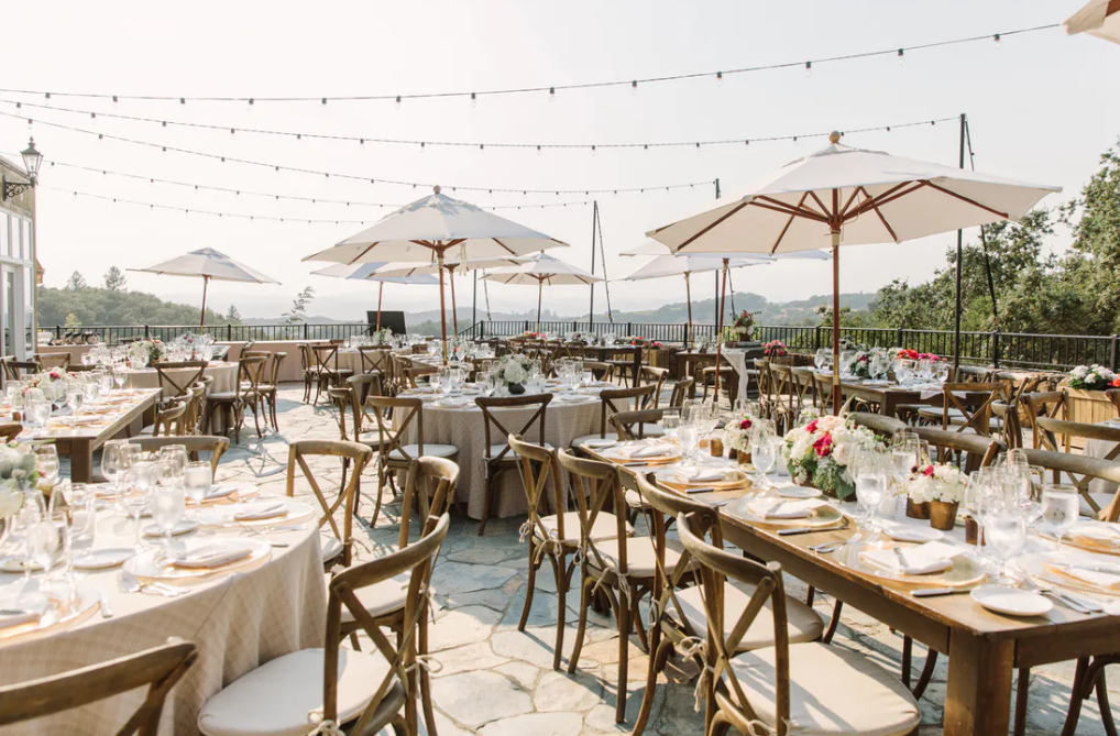 Winery Wedding with Red Floral Accents