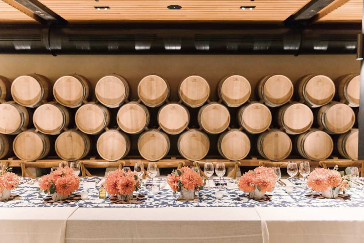 Coral & Sea Blue Rehearsal Dinner at Freemark Abbey