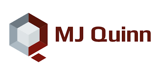 Logo with geometric cube design and the text 'MJ Quinn'