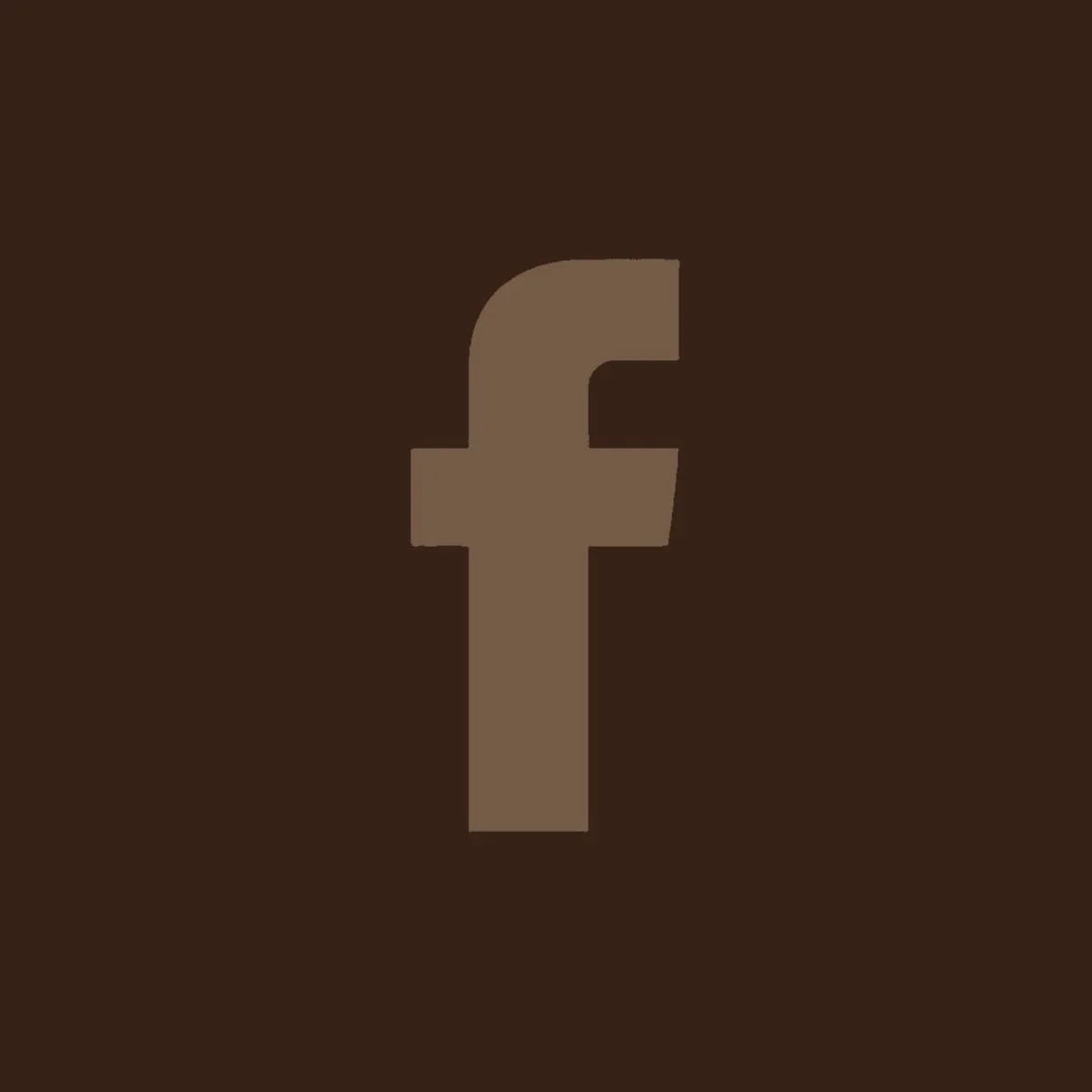 Facebook logo in brown on a dark brown background.