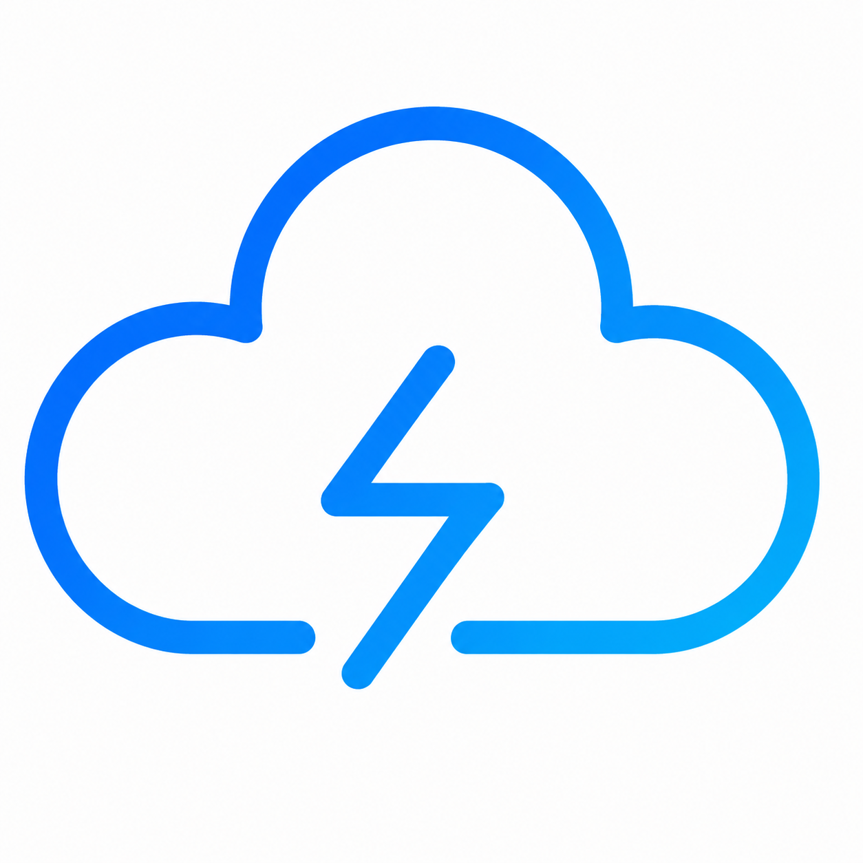 Outline of a cloud with a lightning bolt and a lightning bolt in the center, representing cloud lightning or electricity.
