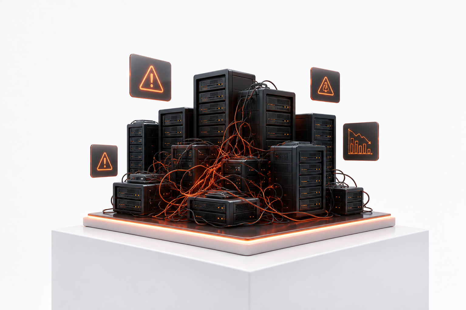Herausforderungen klassischer IT-Infrastrukturen durch steigende Kosten, Komplexität und Herstellerabhängigkeit.