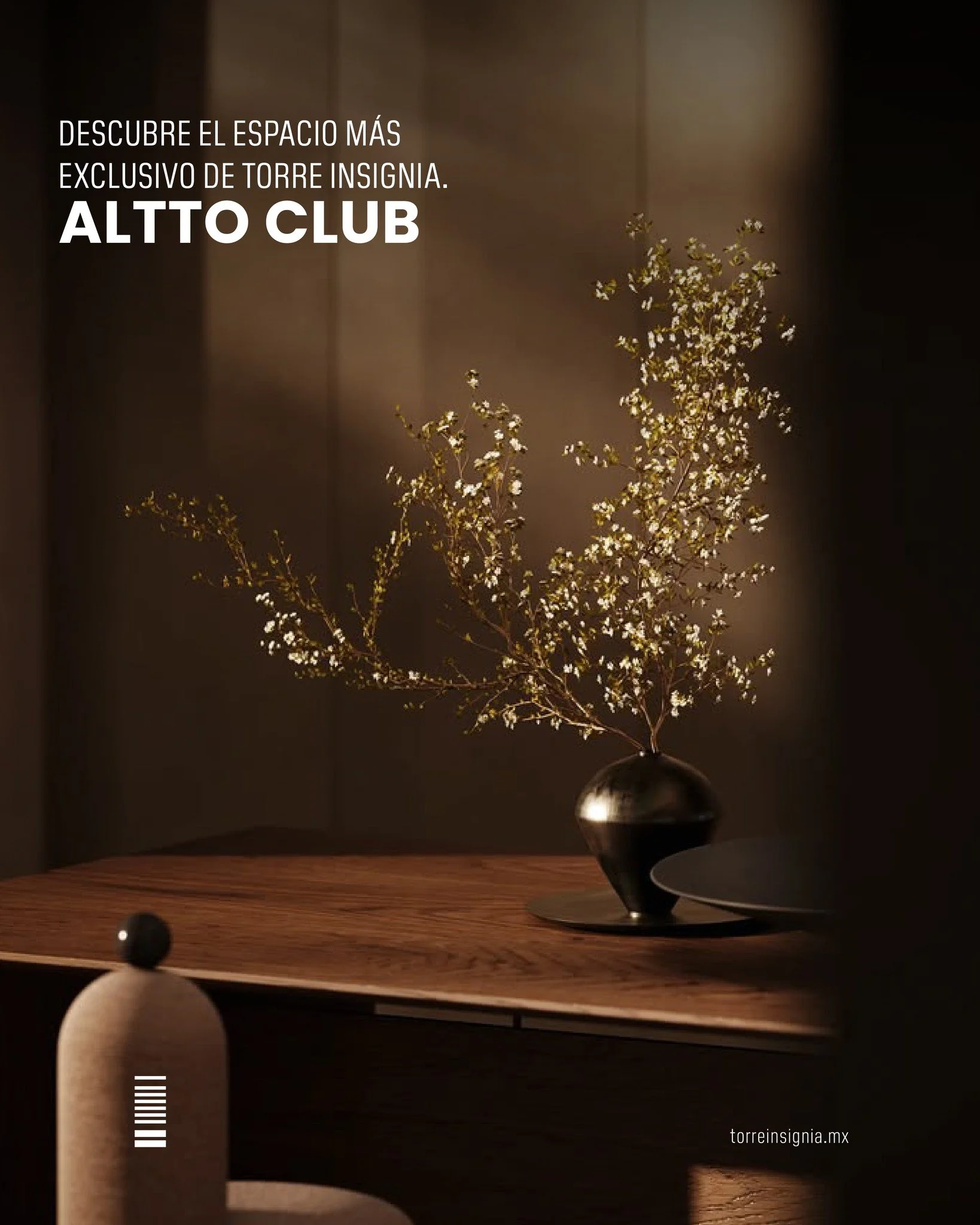 En el &uacute;ltimo piso de Torre Insignia M&eacute;rida, habr&aacute; un club privado que solo sus residentes conocer&aacute;n.

Lounge Bar &middot; Terraza Bar Mirador &middot; Cava &amp; Wine Bar
 Sal&oacute;n Privado de Juego &middot; Cocina &mid