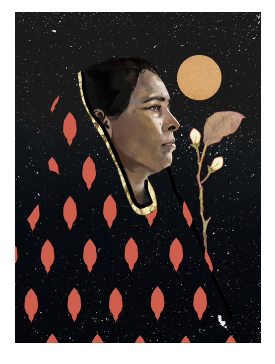 Moongazer. Khadijah RehmanMoongazer is the portrait of a woman who worked as a custodian at a school where the artist taught, and the woman’s painstaking efforts to pick and preserve wilting flowers led to this painting.Khadijah Rehman is a Lahore b…