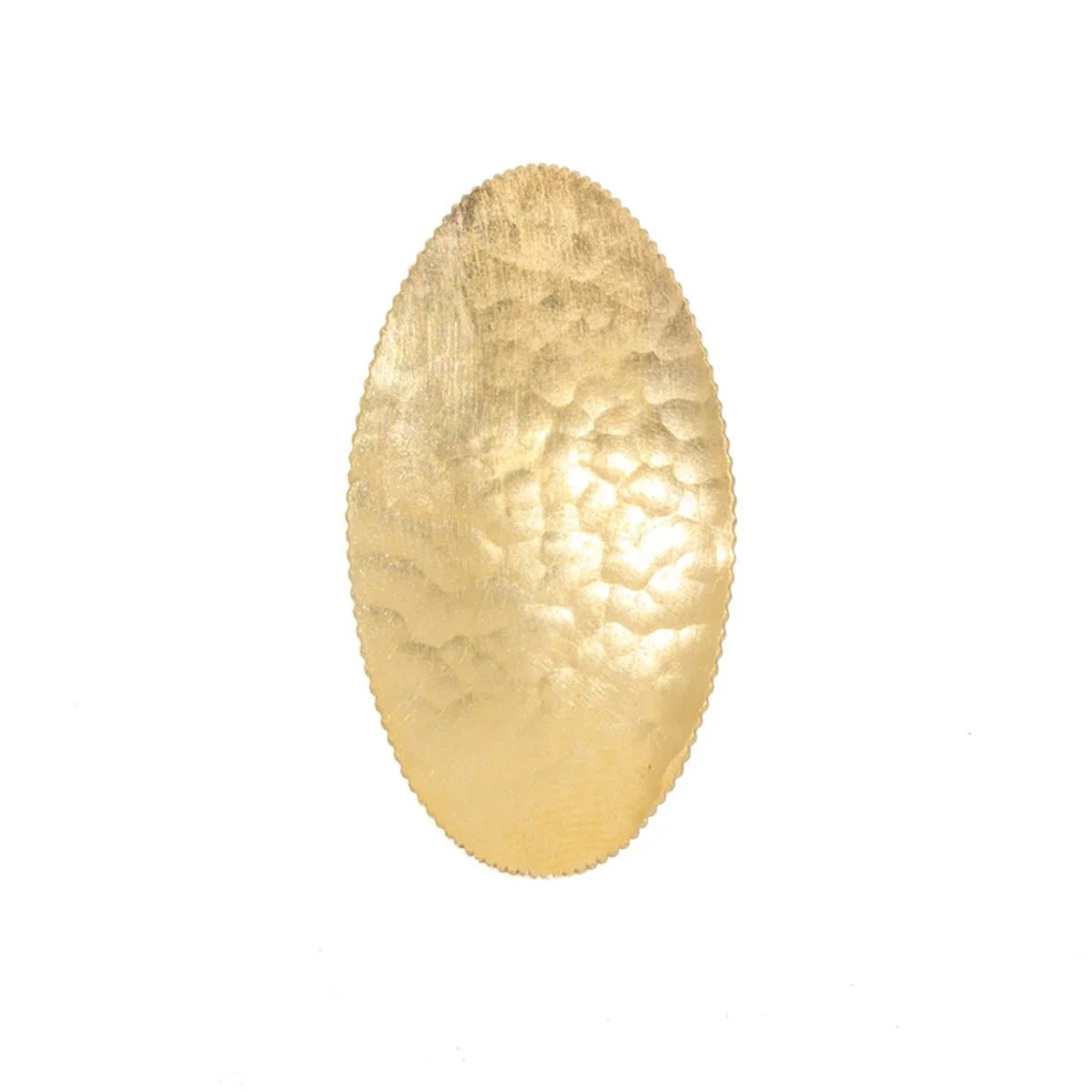 statement ring with serrated edge made from a rolled and hammered 22k gold coin