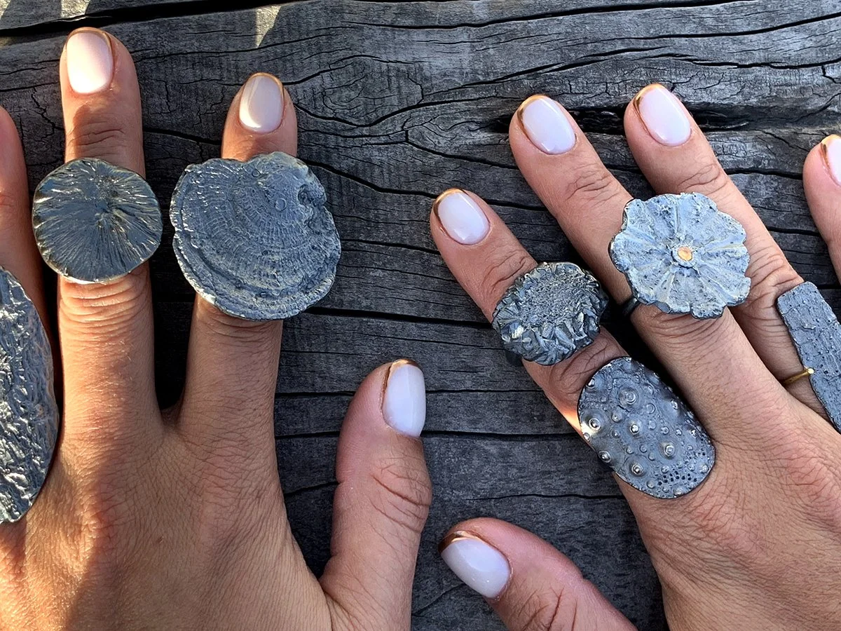 January rings - oxdizied silver 
