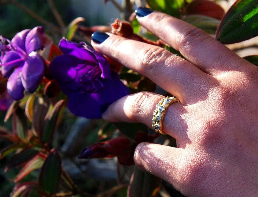 Stacked rosecut anniversary bands