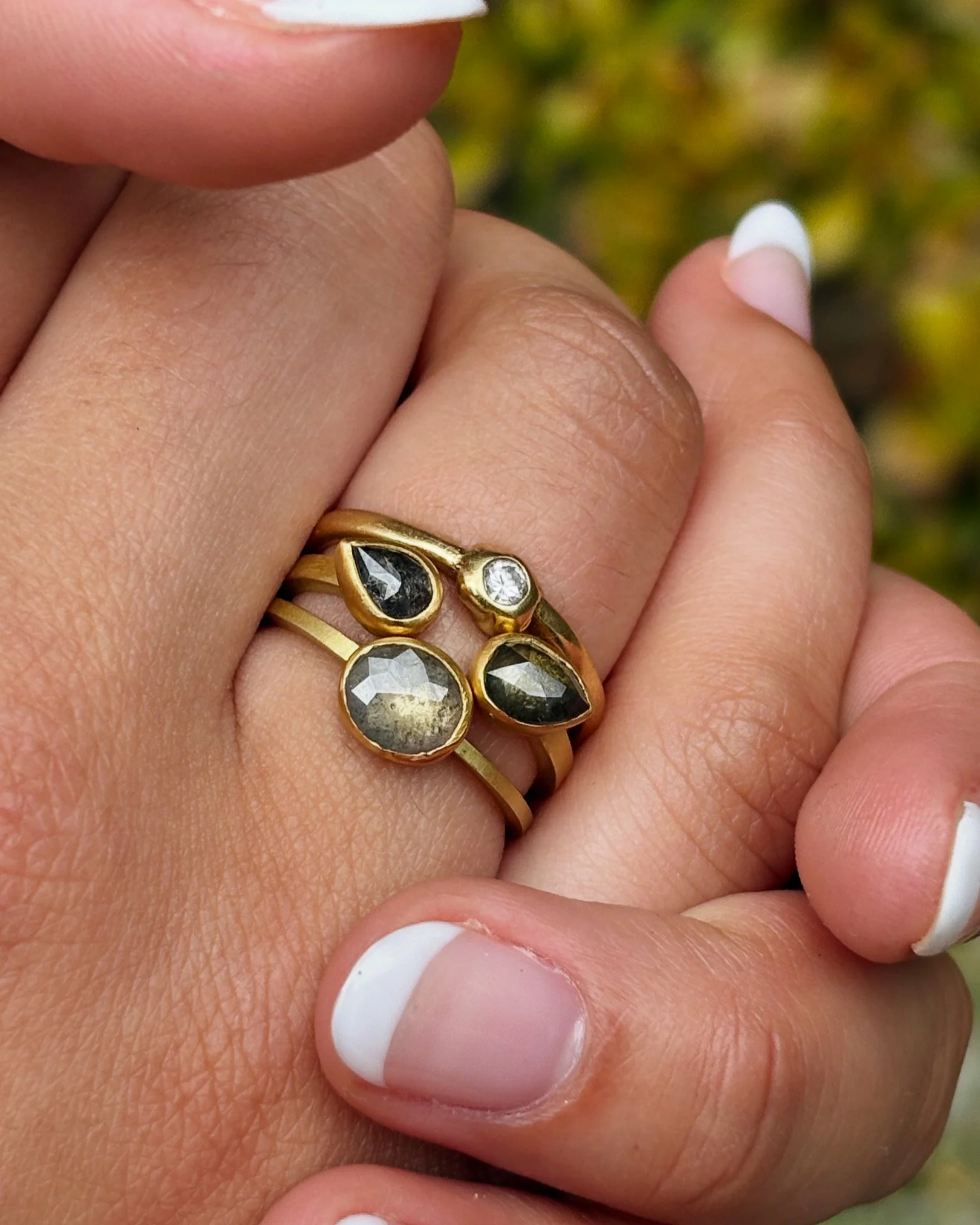 Rose cut diamond, open diamond and knot ring star