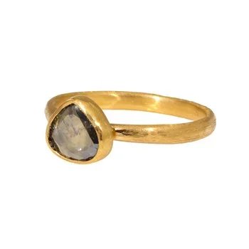 Diamond slab ring in 22k