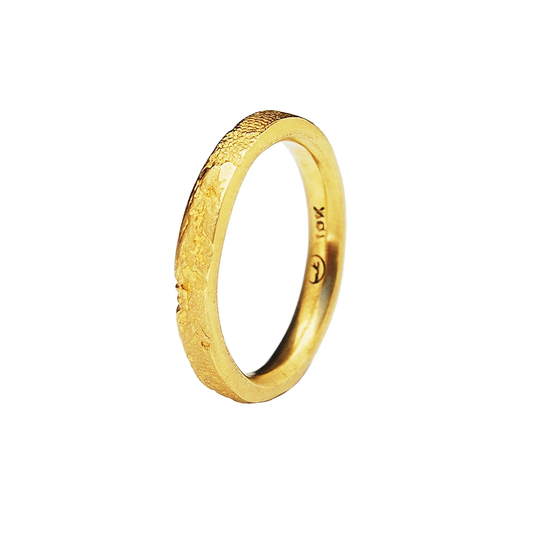 3mm Silk Textured Ring, 18k Yellow Gold