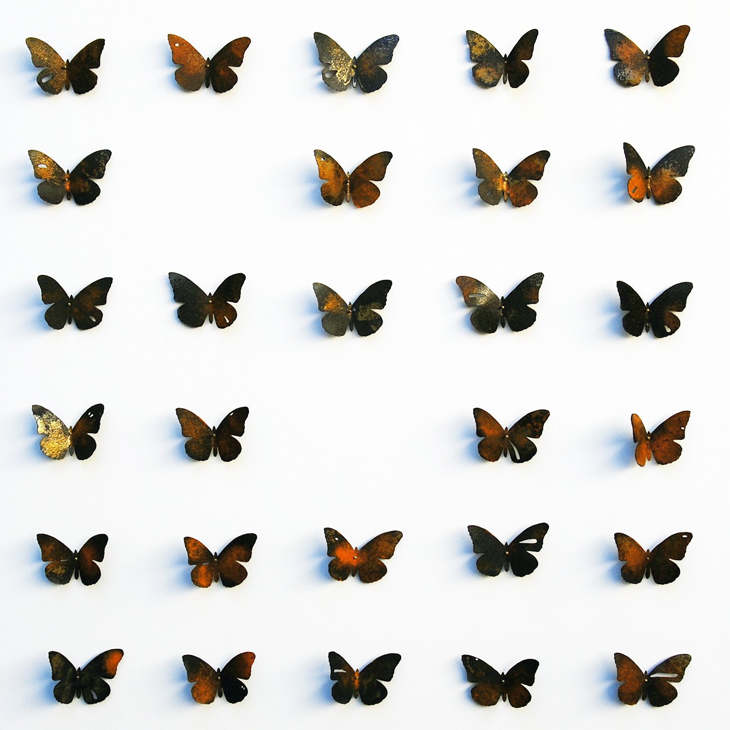 Missing monarchs, enamel on steel, 2018