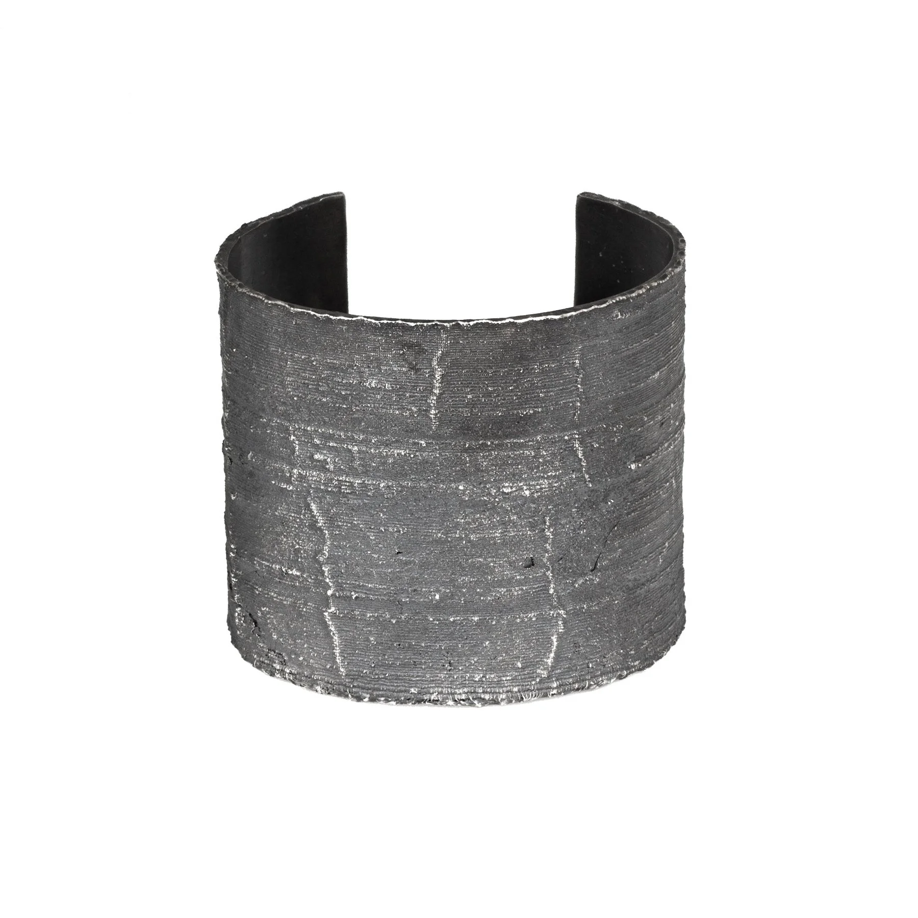 Wide oxidized silver silk cuff